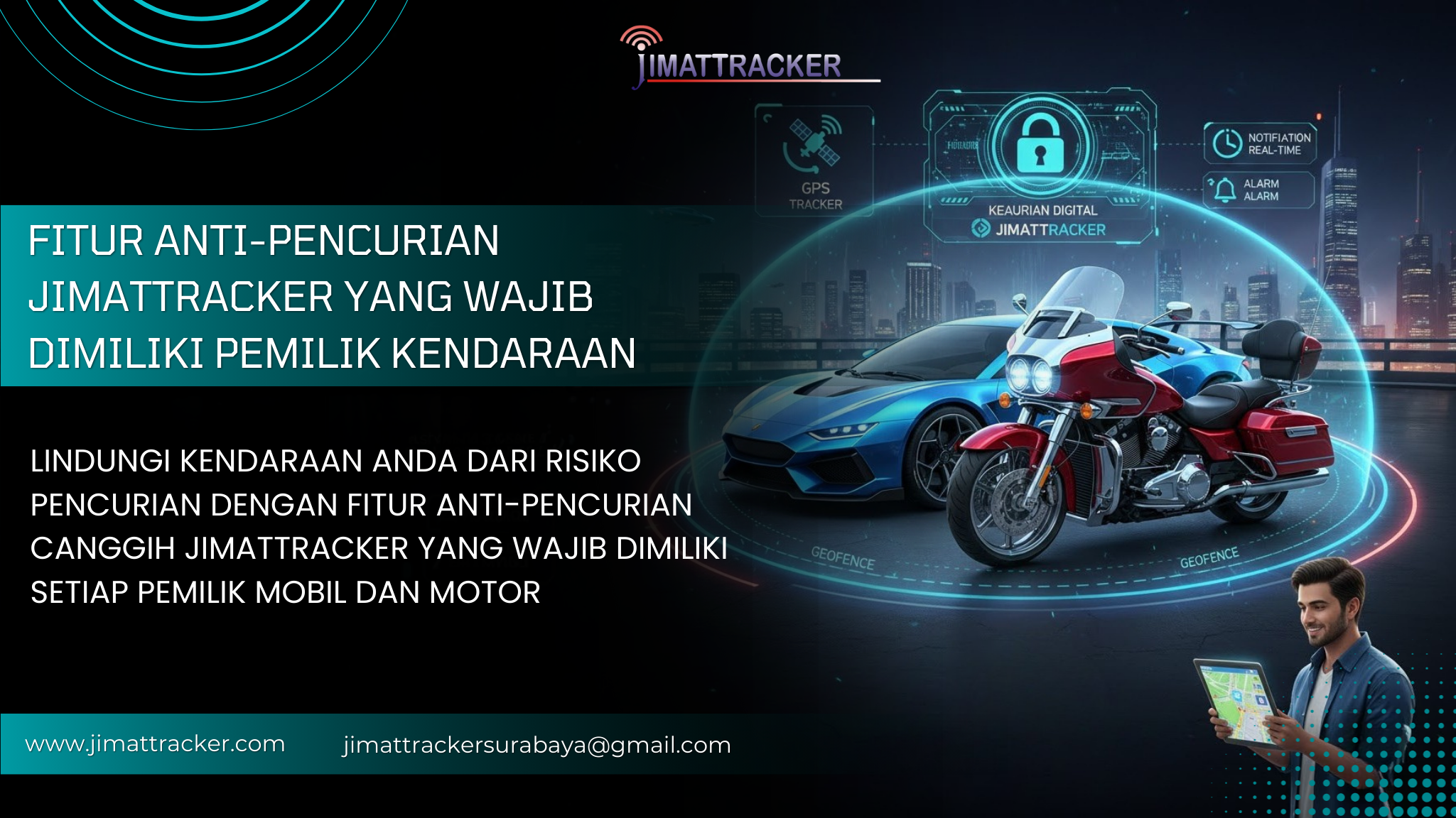 GPS tracker, anti-pencurian kendaraan, Jimattracker, keamanan mobil, keamanan motor, pelacak kendaraan, fitur keamanan GPS, geofence kendaraan, alarm anti-pencurian, proteksi kendaraan, notifikasi real-time, kontrol armada, pencegahan pencurian, sistem pelacak mobil, sistem pelacak motor, monitoring kendaraan, teknologi anti-pencurian, manajemen kendaraan, keamanan armada, pemilik kendaraan cerdas.
